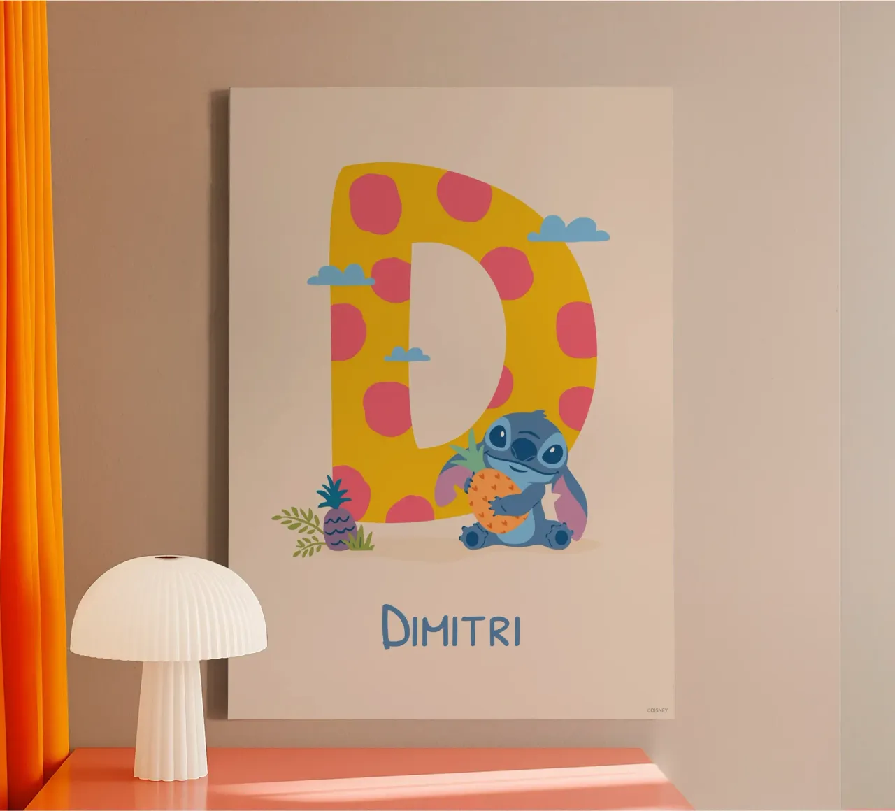 Stitch - Letter D with name canvas by Stitch