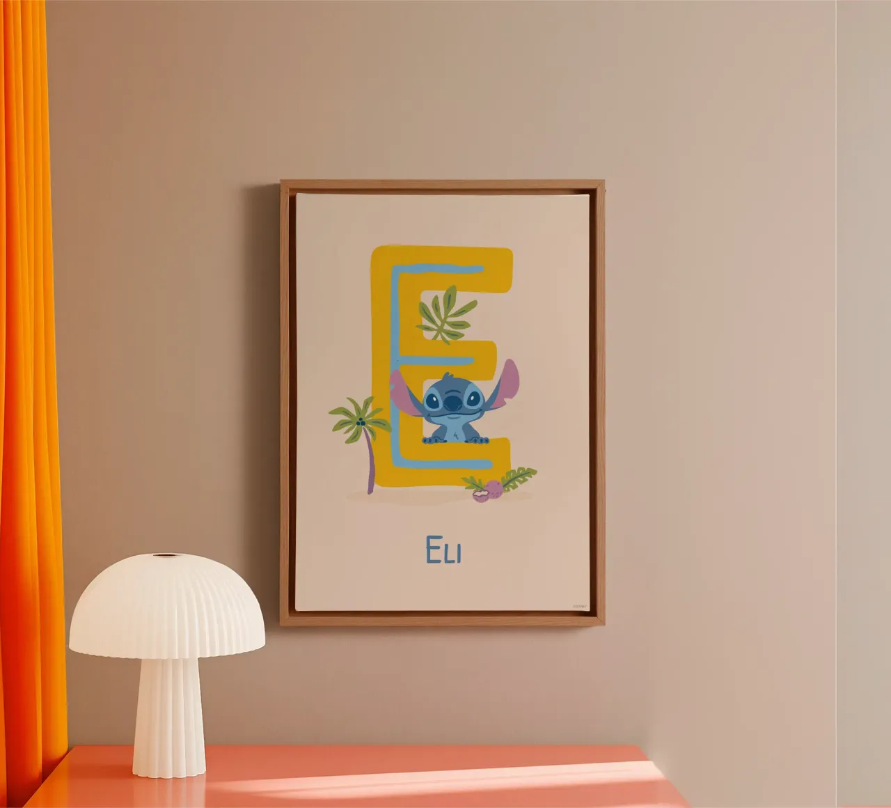 Stitch - Letter E with name canvas by Stitch