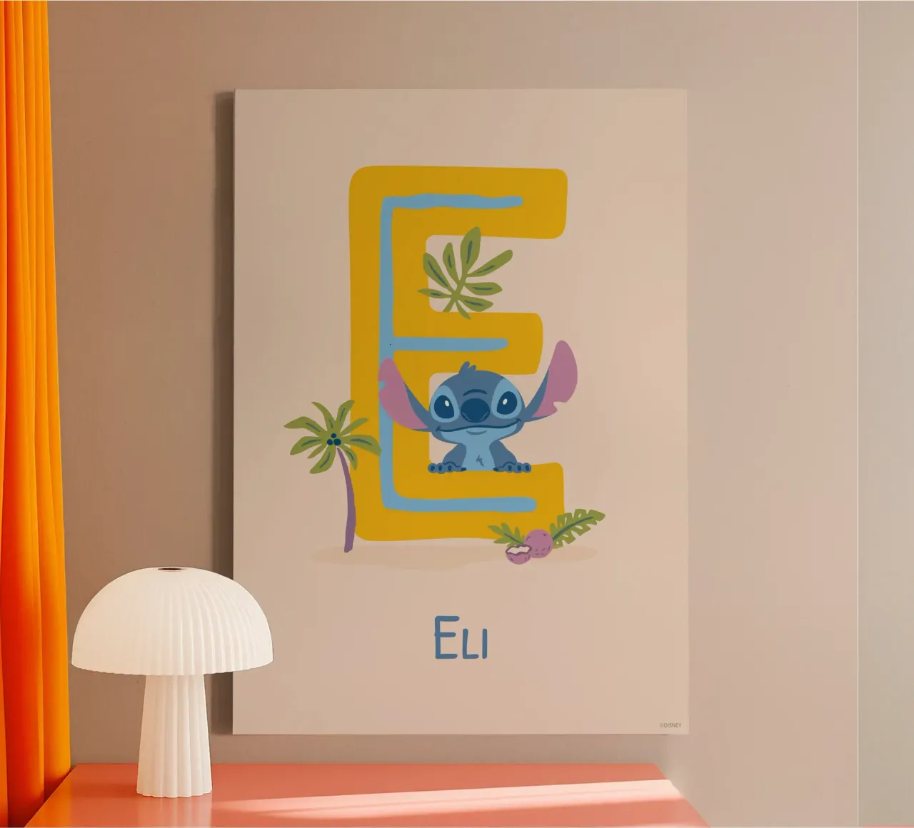 Stitch - Letter E with name canvas by Stitch