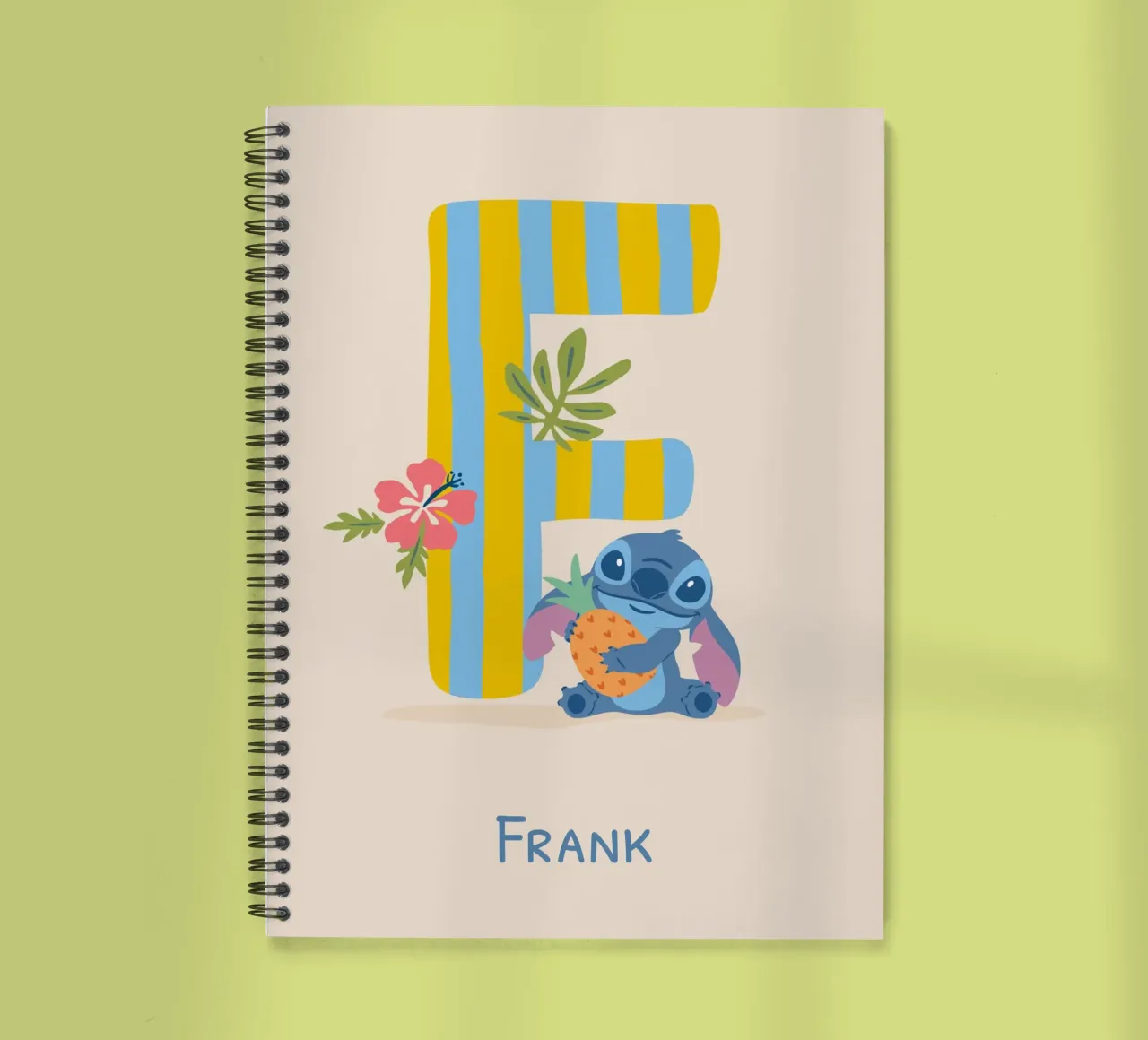 Stitch - Letter F with name spiral notebook by Stitch