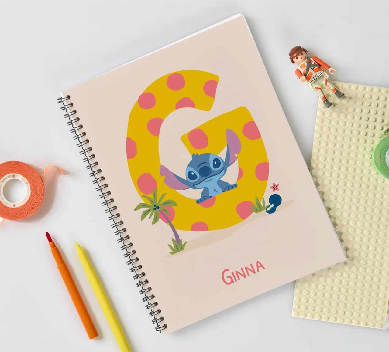 Stitch - Letter G with name spiral notebook by Stitch