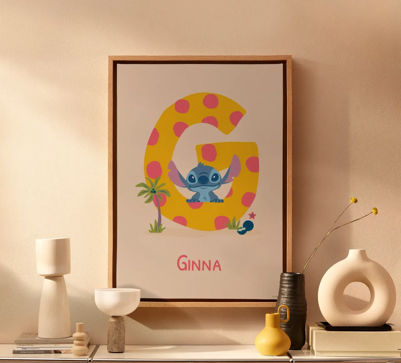 Stitch - Letter G with name canvas by Stitch