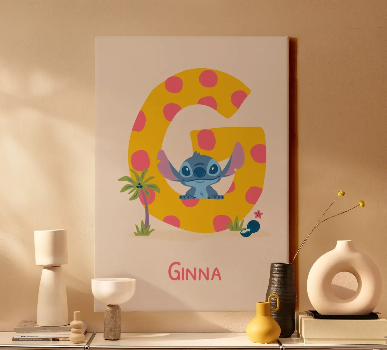 Stitch - Letter G with name canvas by Stitch