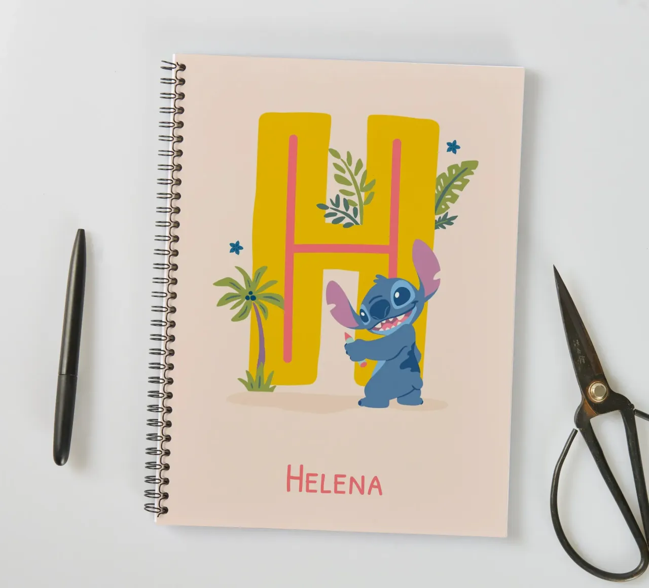 Stitch - Letter H with name spiral notebook by Stitch