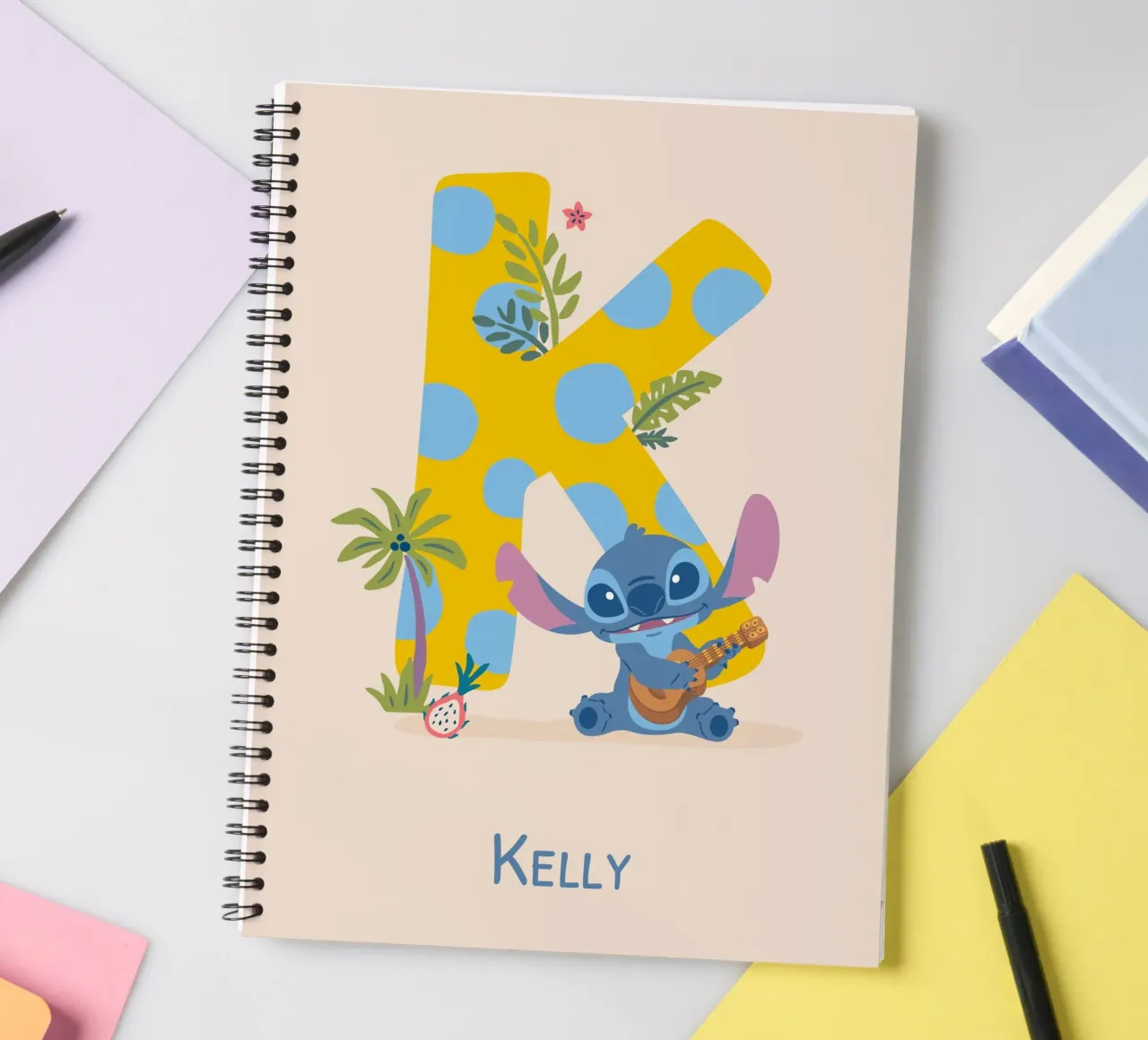 Stitch - Letter K with name spiral notebook by Stitch