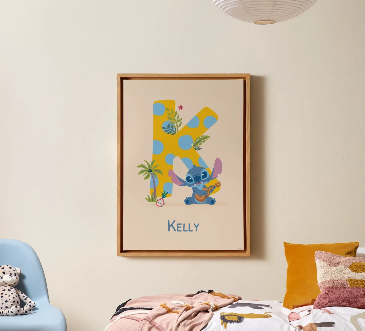 Stitch - Letter K with name canvas by Stitch