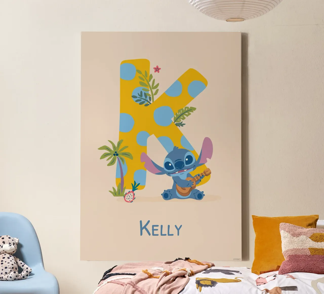 Stitch - Letter K with name canvas by Stitch
