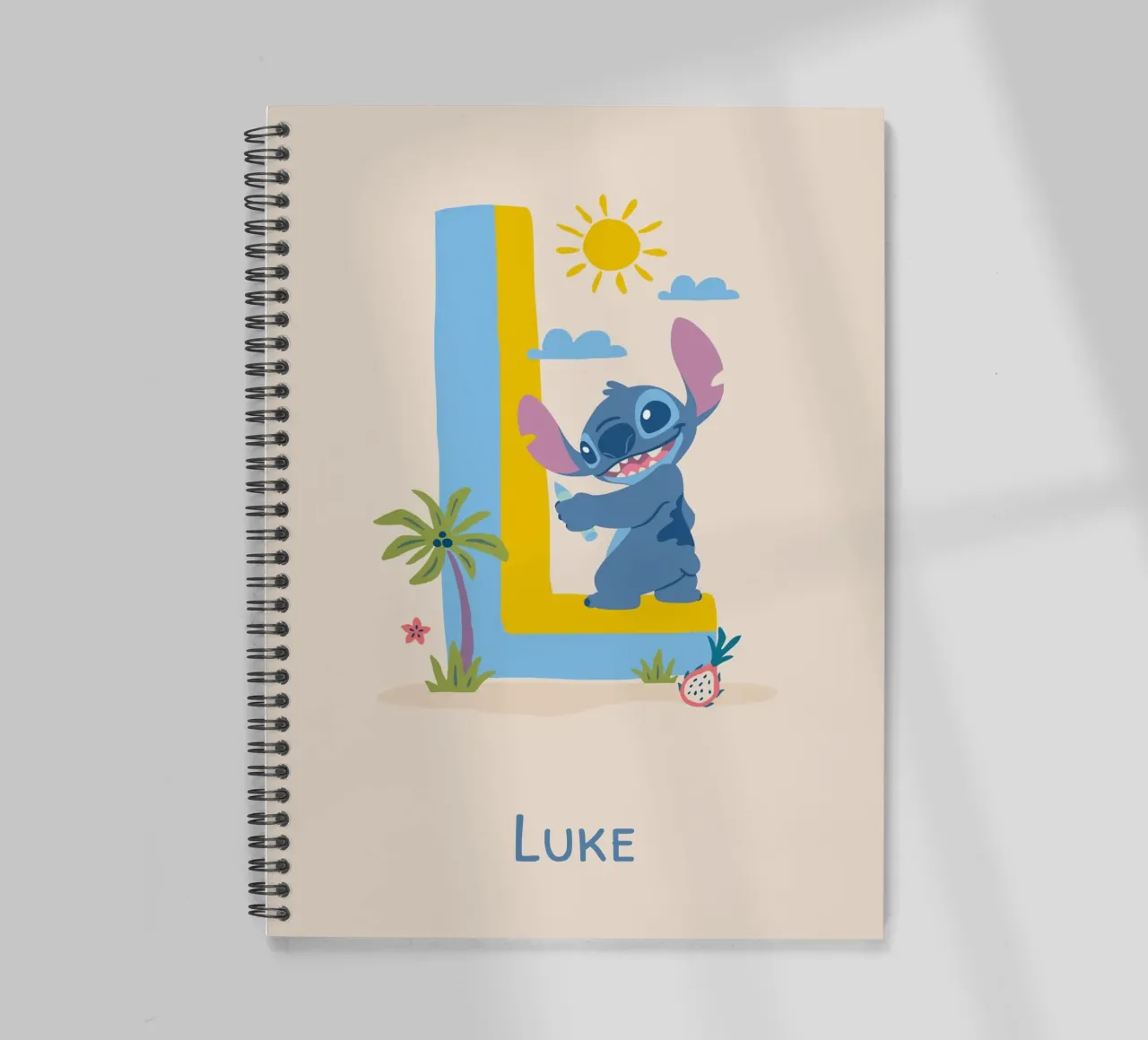 Stitch - Letter L with name spiral notebook by Stitch