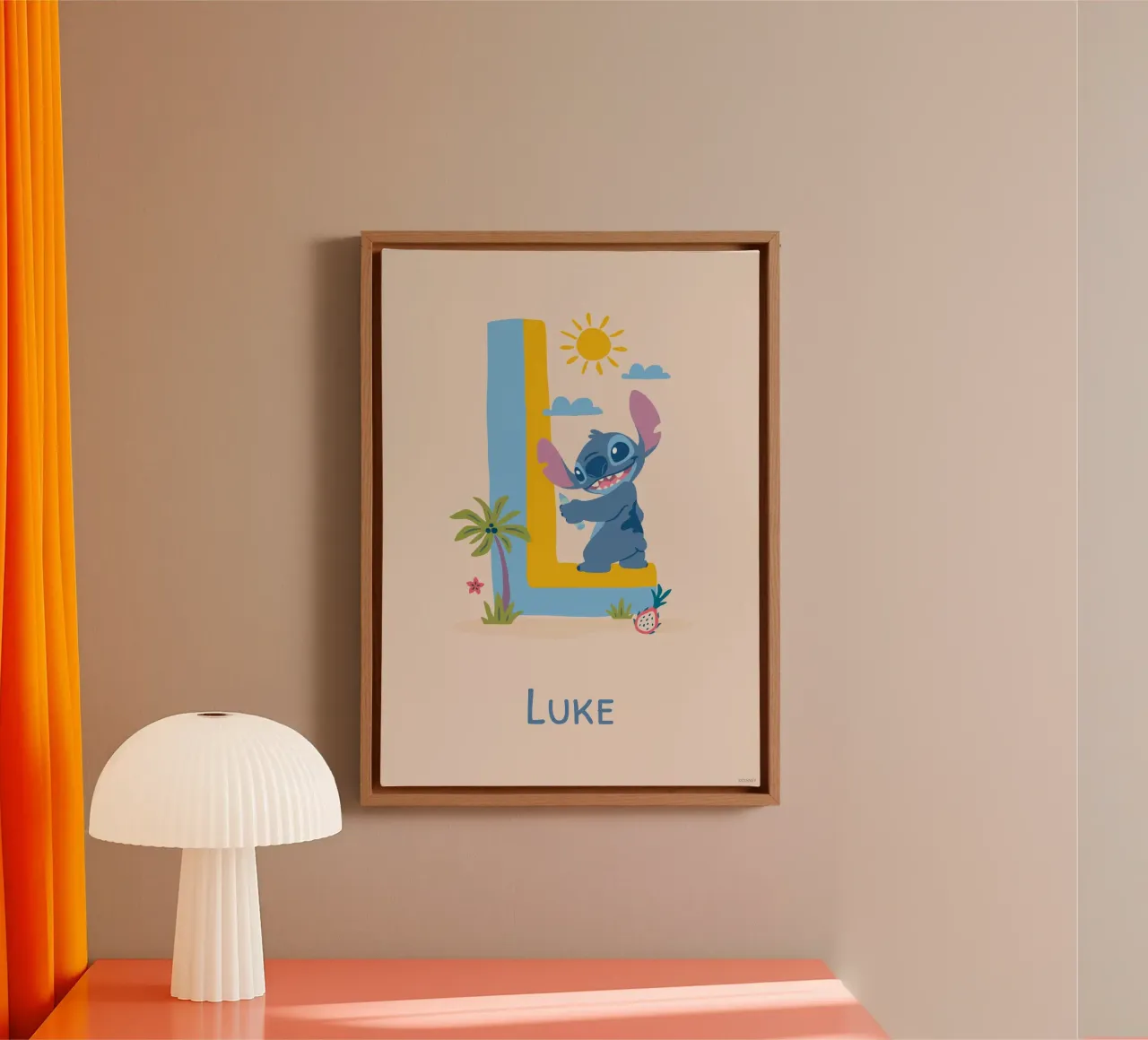 Stitch - Letter L with name canvas by Stitch