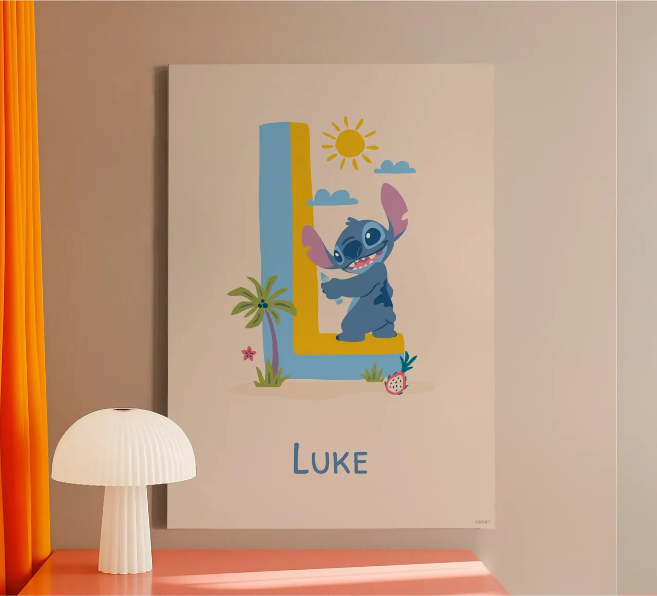 Stitch - Letter L with name canvas by Stitch