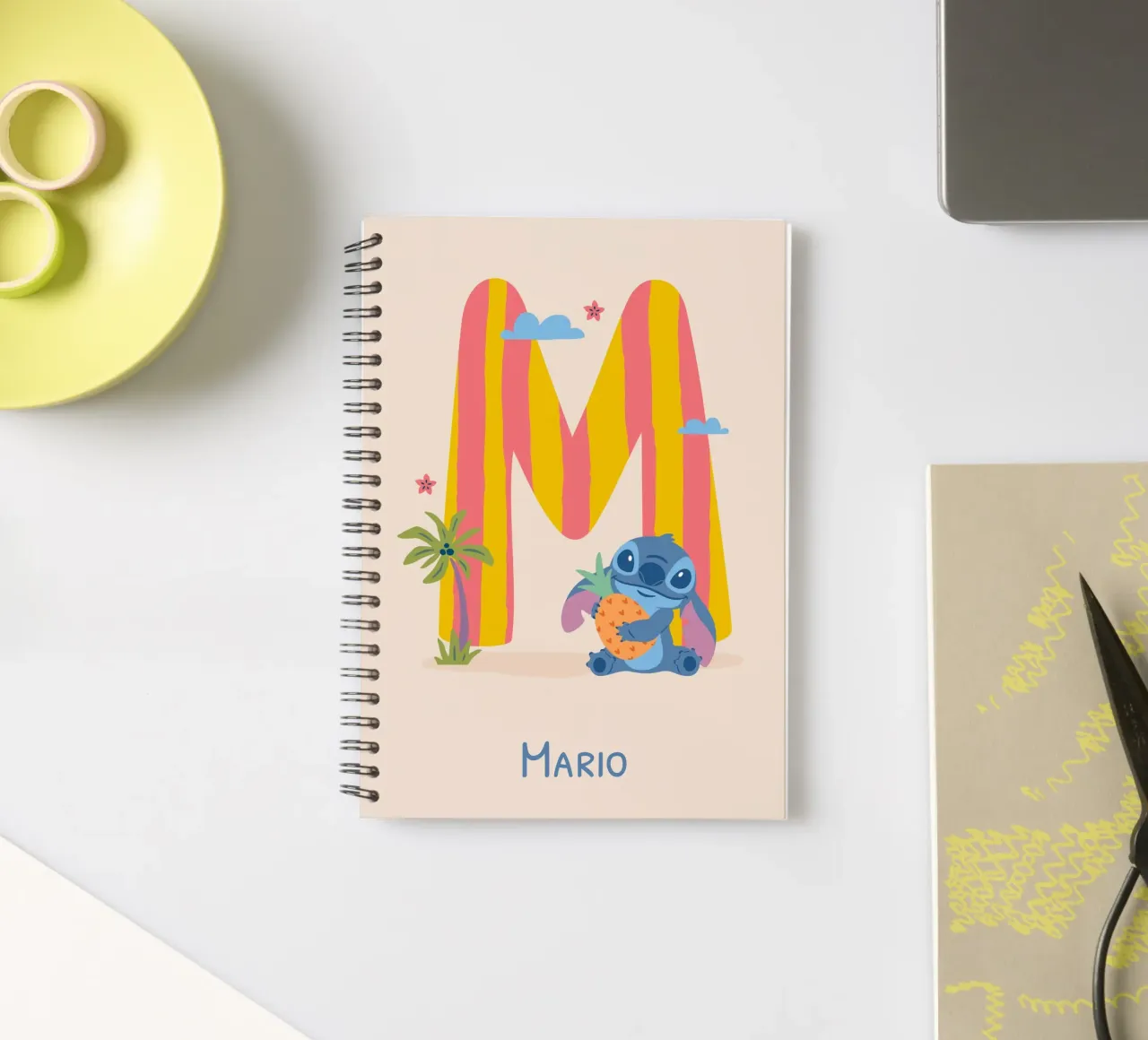 Stitch - Letter M with name spiral notebook by Stitch