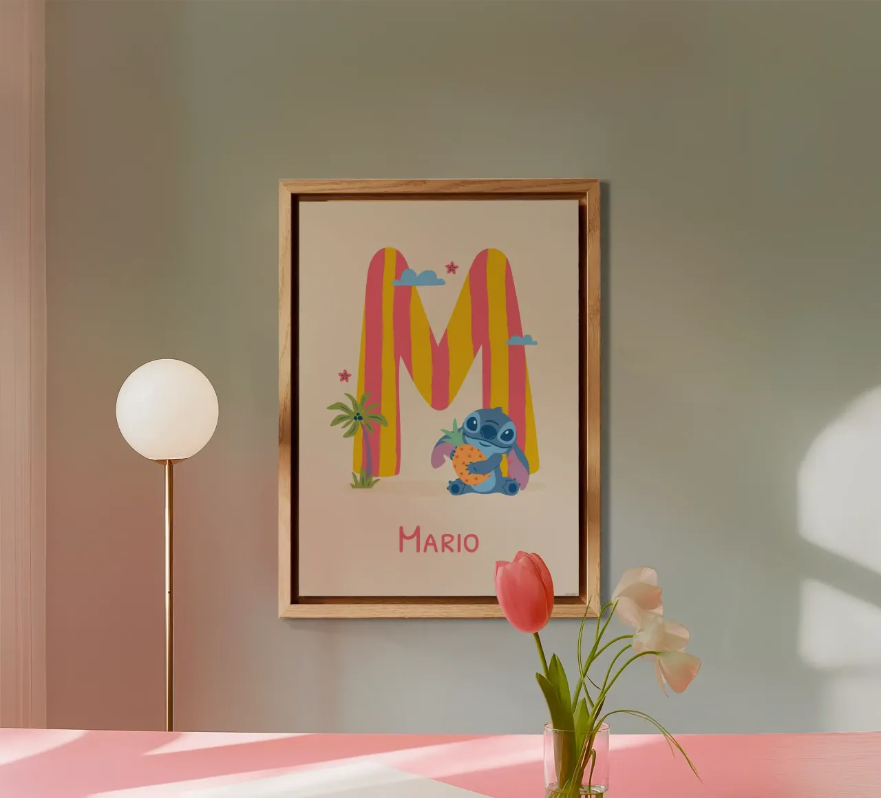 Stitch - Letter M with name Alu-Dibond von Stitch