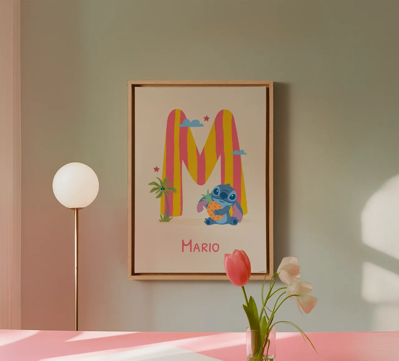 Stitch - Letter M with name Leinwand von Stitch