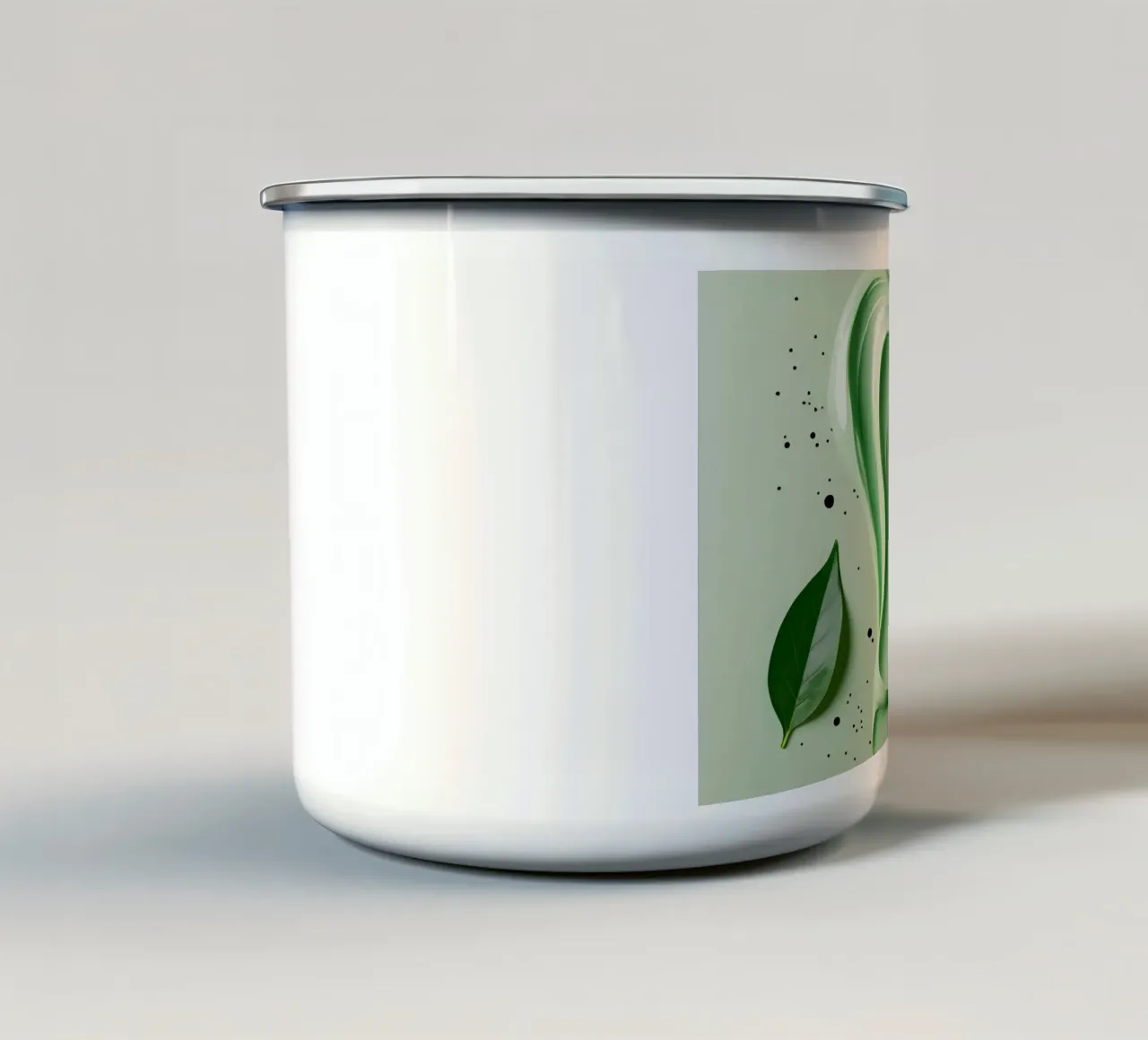 Vortice di crema verde con foglie tazza in smalto da DesignDoodle