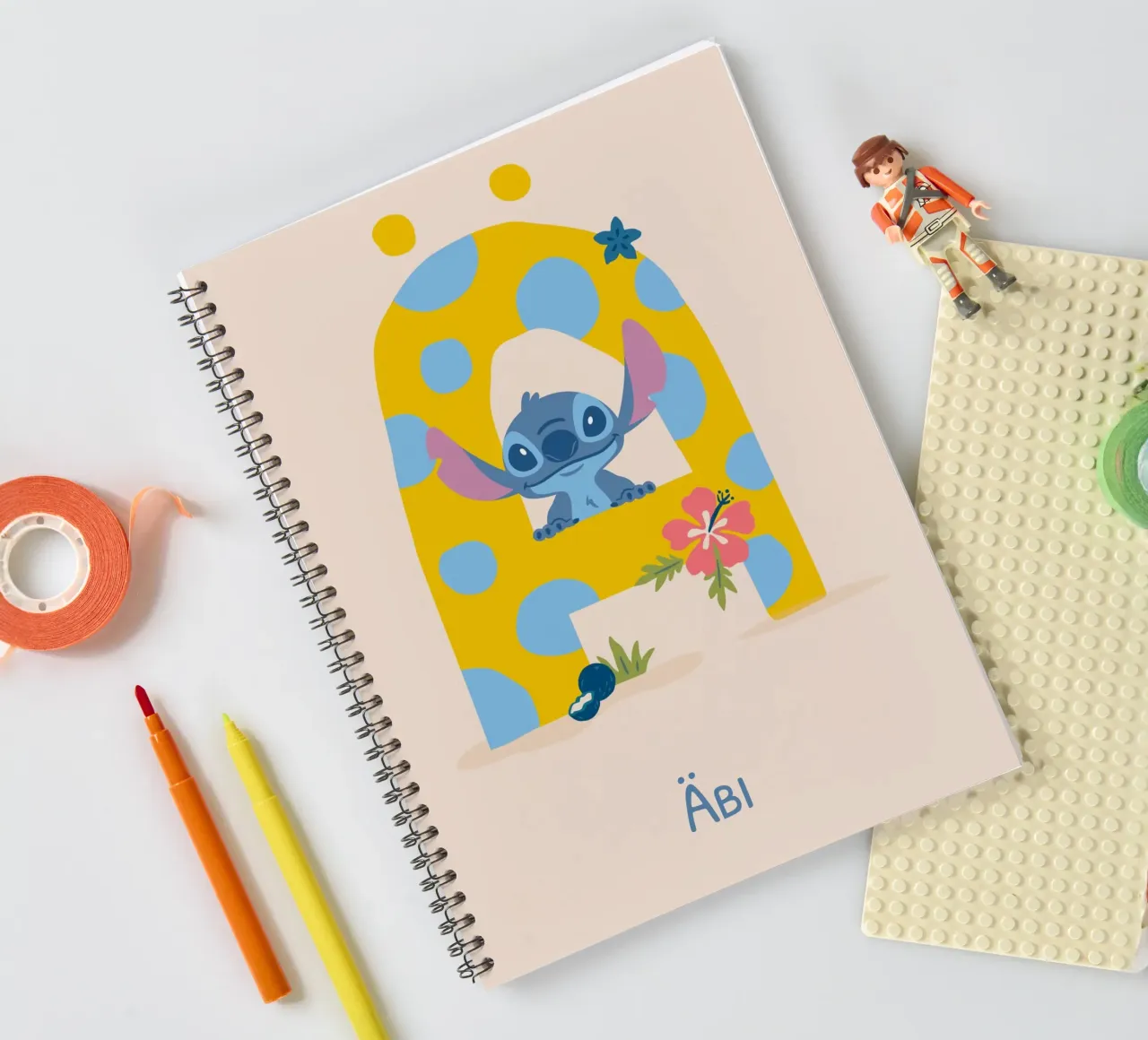 Stitch - Letter Ä with name spiral notebook by Stitch