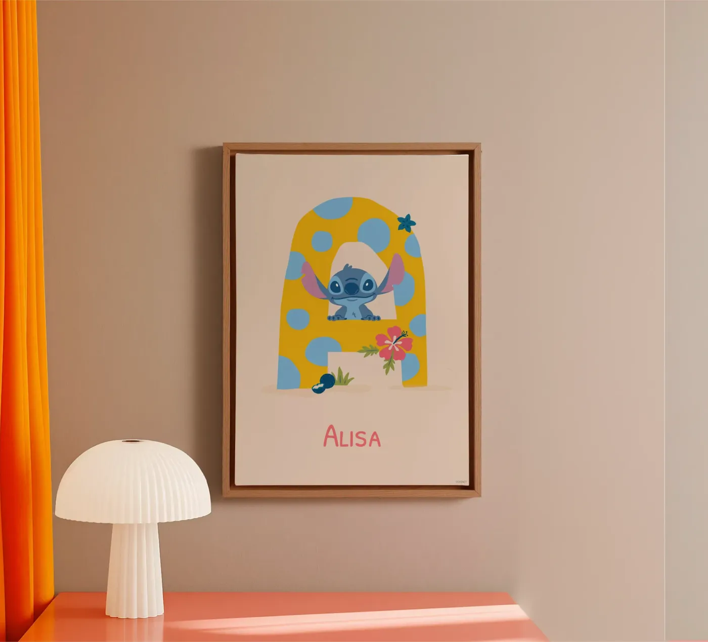 Stitch - Letter A with name Leinwand von Stitch