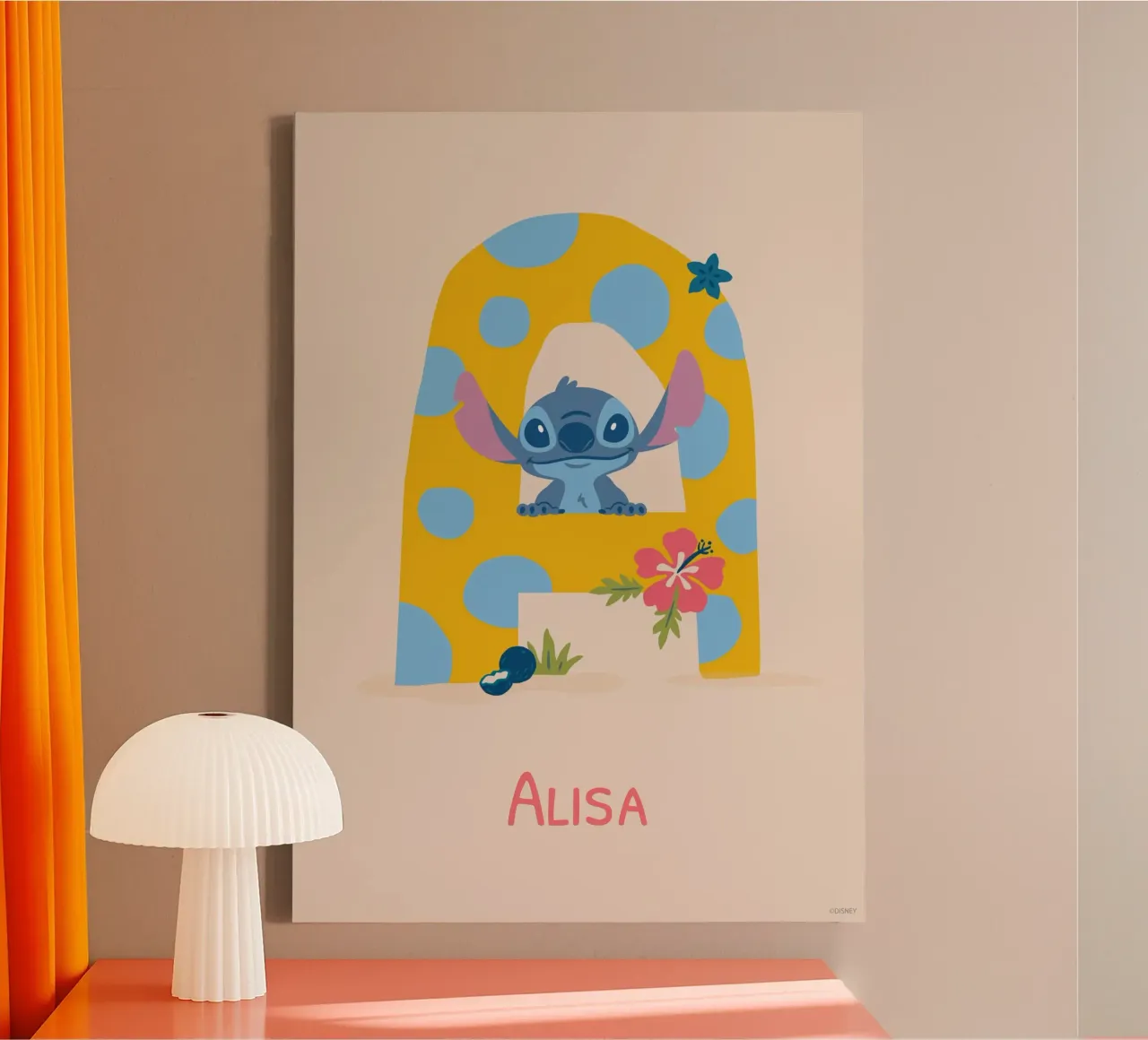 Stitch - Letter A with name canvas by Stitch