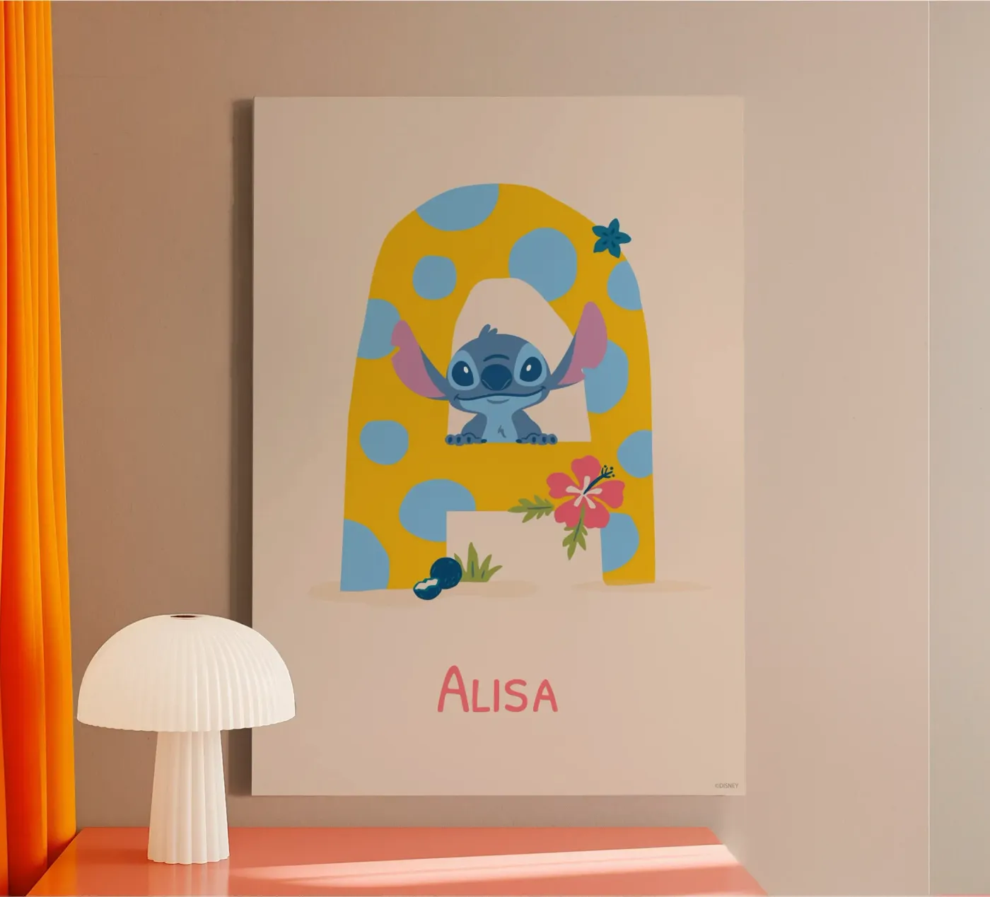 Stitch - Letter A with name Leinwand von Stitch