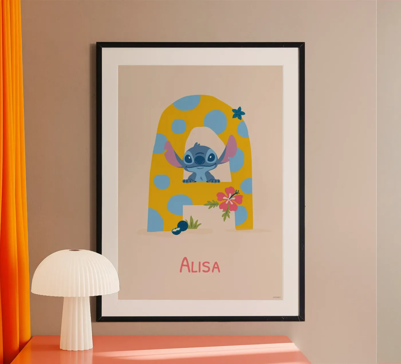 Stitch - Letter A with name poster by Stitch
