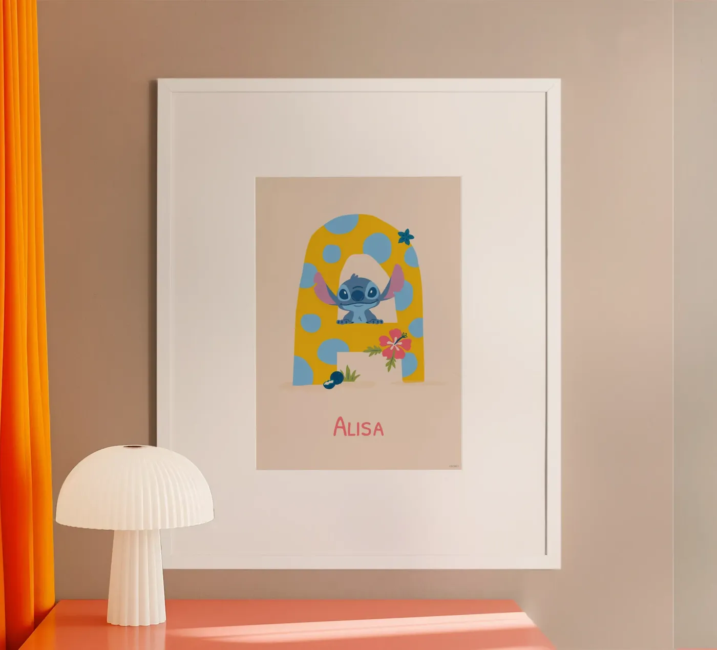 Stitch - Letter A with name poster by Stitch