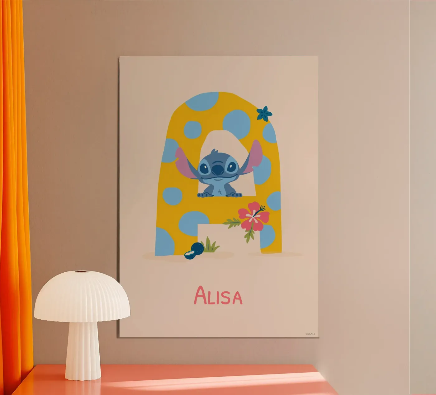 Stitch - Letter A with name poster by Stitch