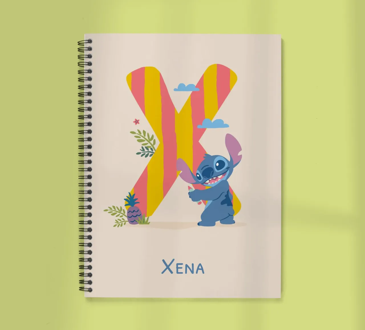 Stitch - Letter X with name spiral notebook by Stitch