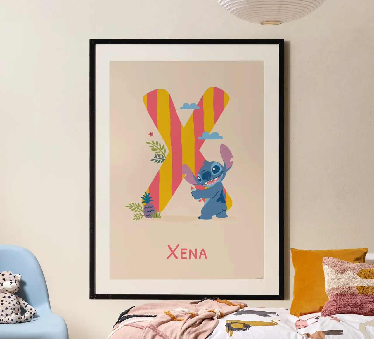 Stitch - Letter X with name Poster mit Aluminium Rahmen von Stitch