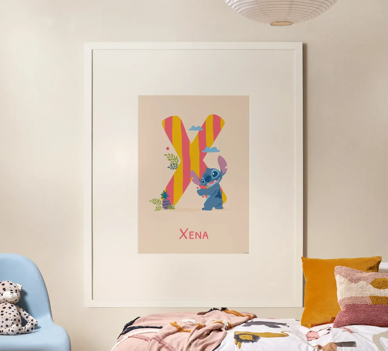 Stitch - Letter X with name Poster mit Aluminium Rahmen von Stitch