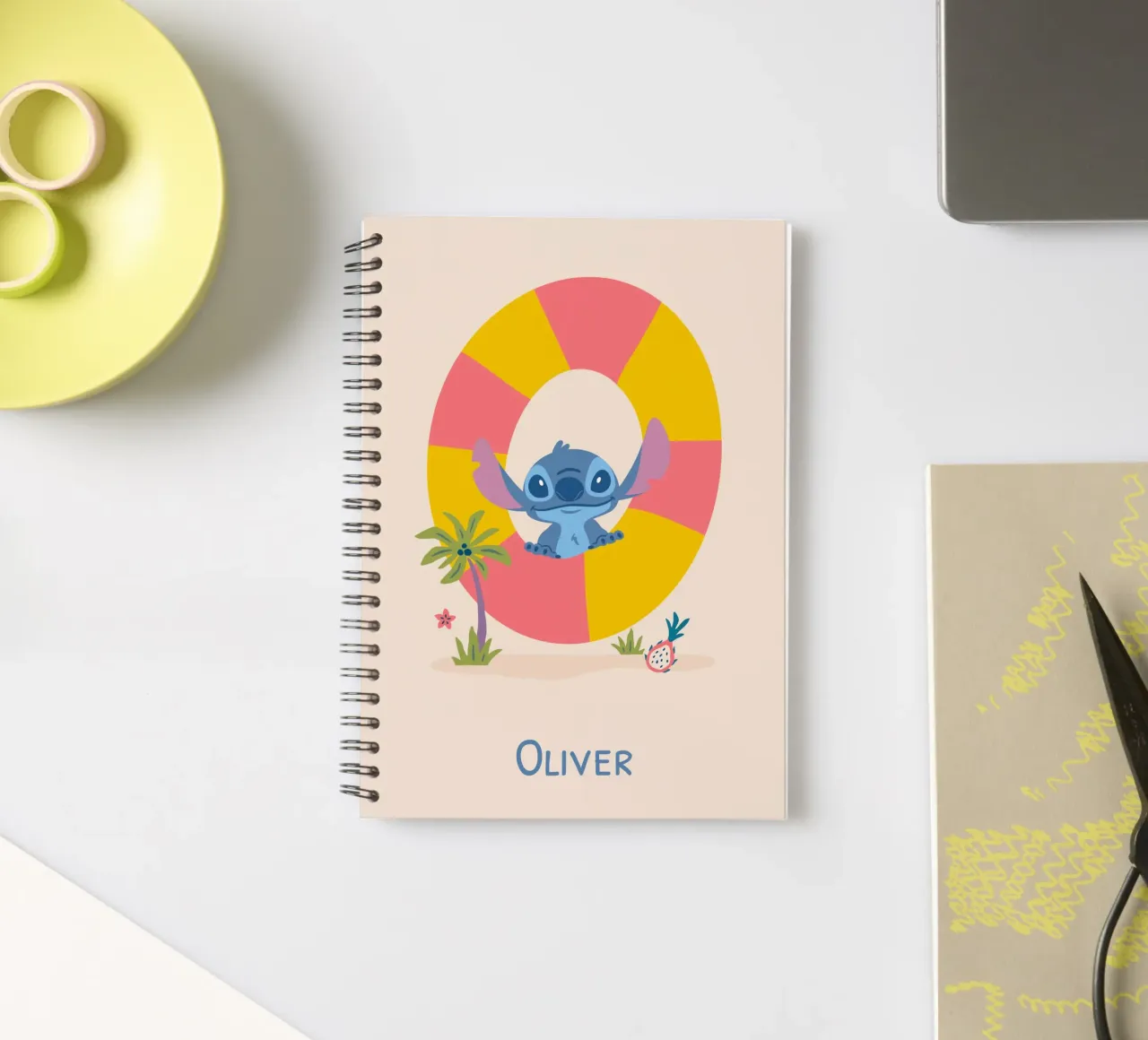 Stitch - Letter O with name spiral notebook by Stitch