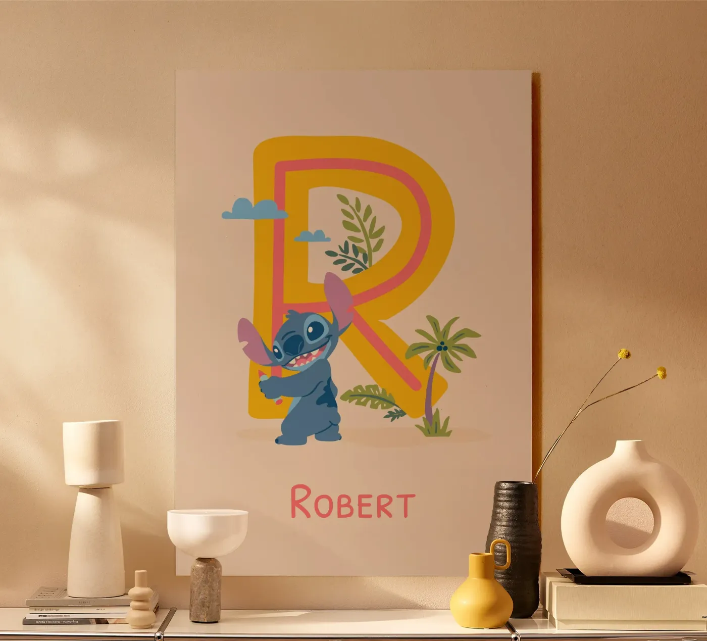 Stitch - Lettre R avec nom plexiglas de Stitch