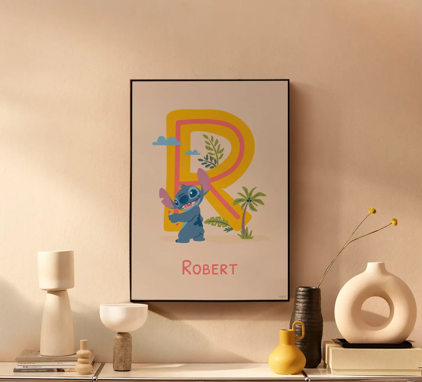 Stitch - Letter R with name panneau forex de Stitch