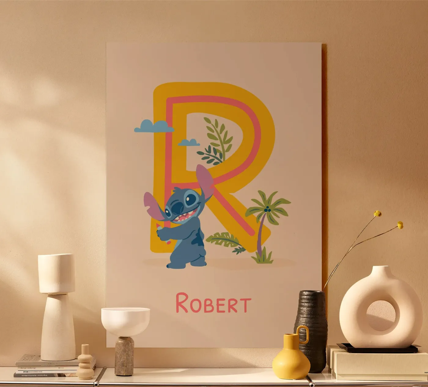 Stitch - Letter R with name panneau forex de Stitch