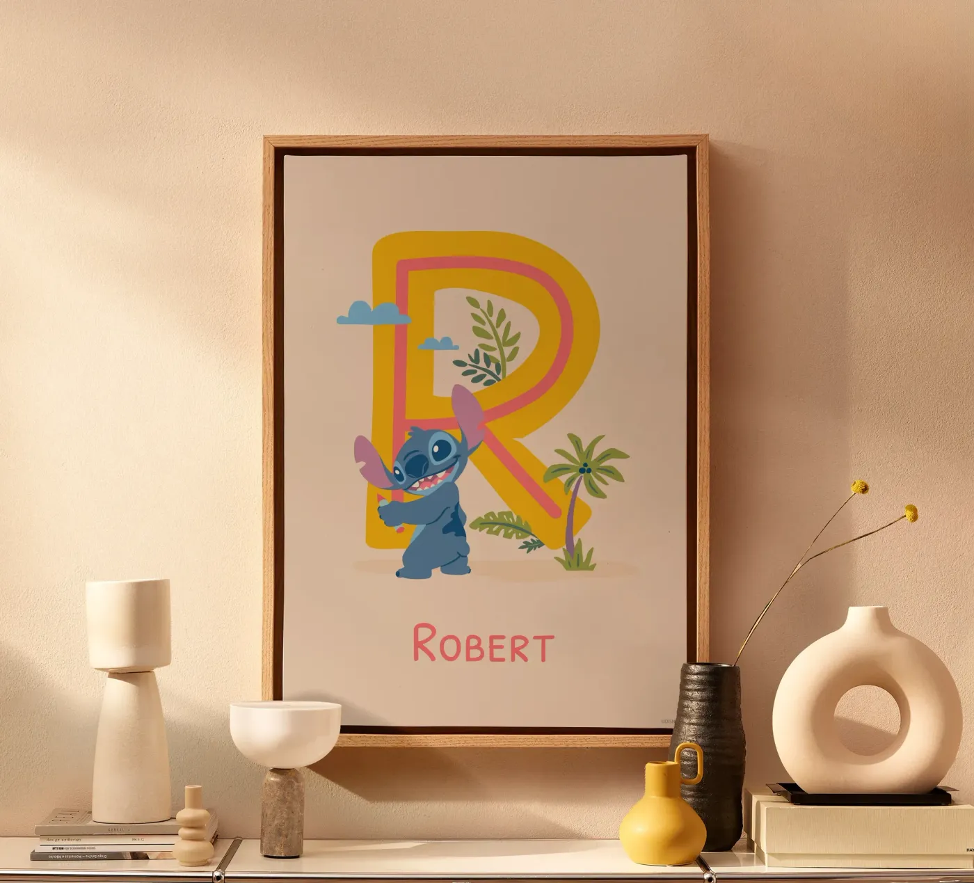 Stitch - Lettre R avec nom toile de Stitch