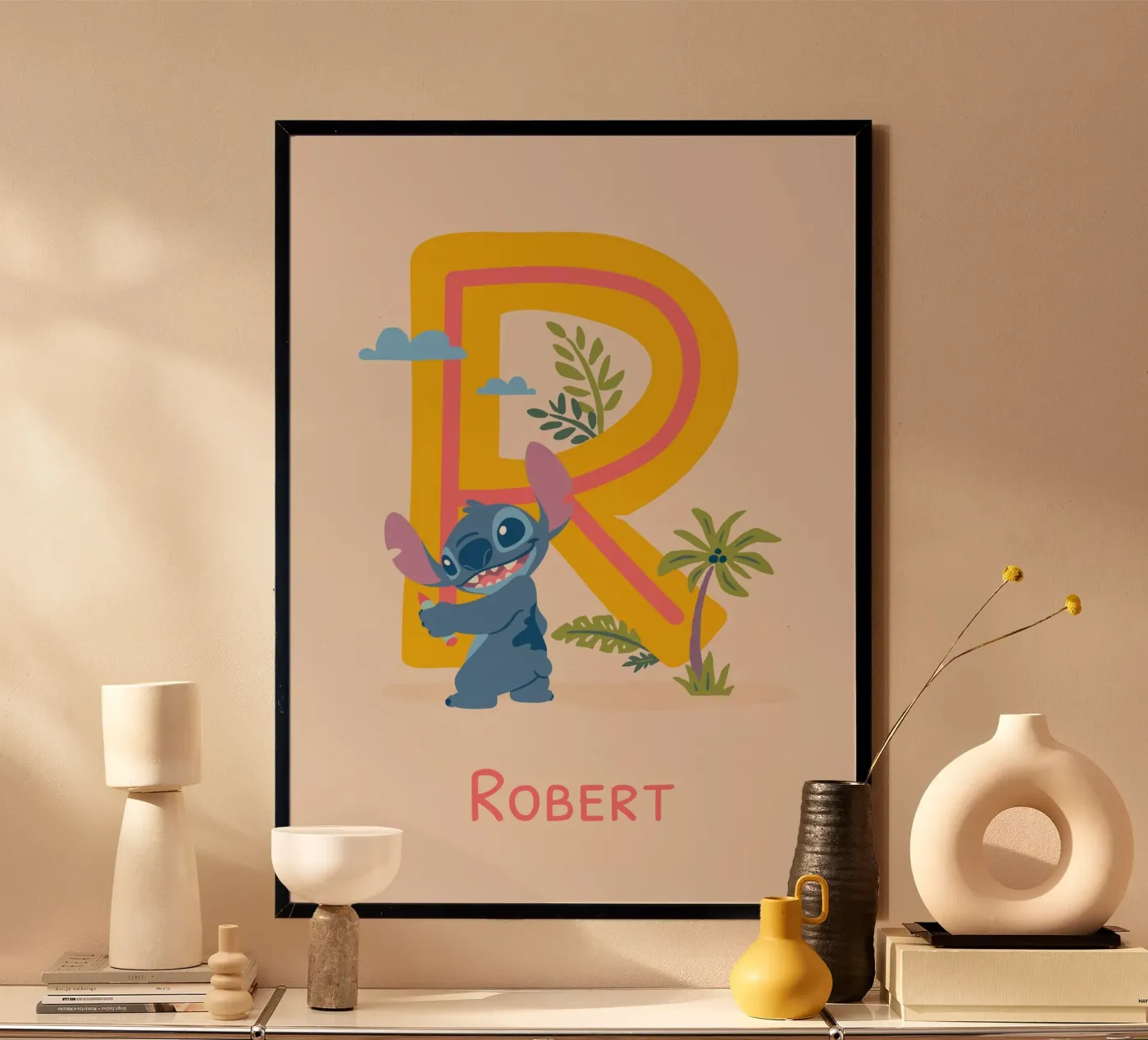 Stitch - Letter R with name poster de Stitch