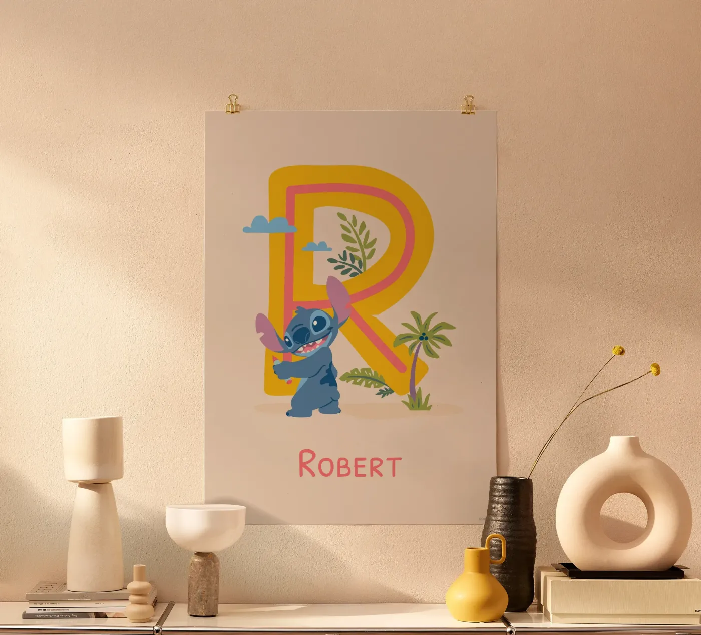 Stitch - Letter R with name poster de Stitch