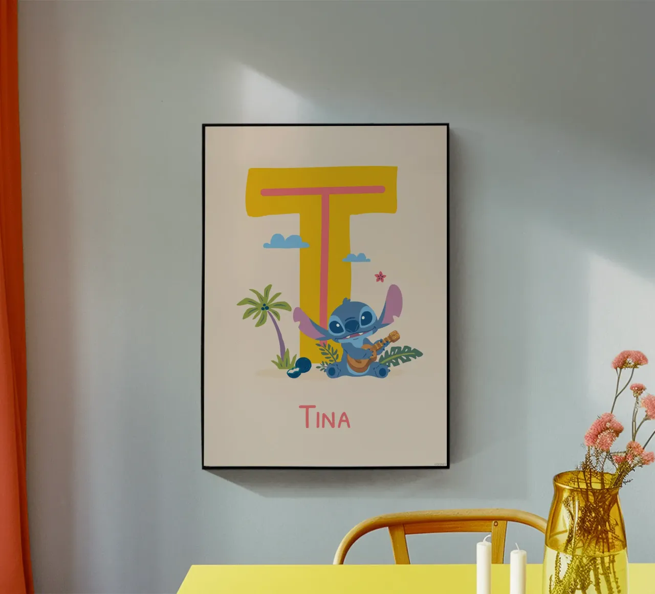 Stitch - Letter T with name acrylic glass by Stitch