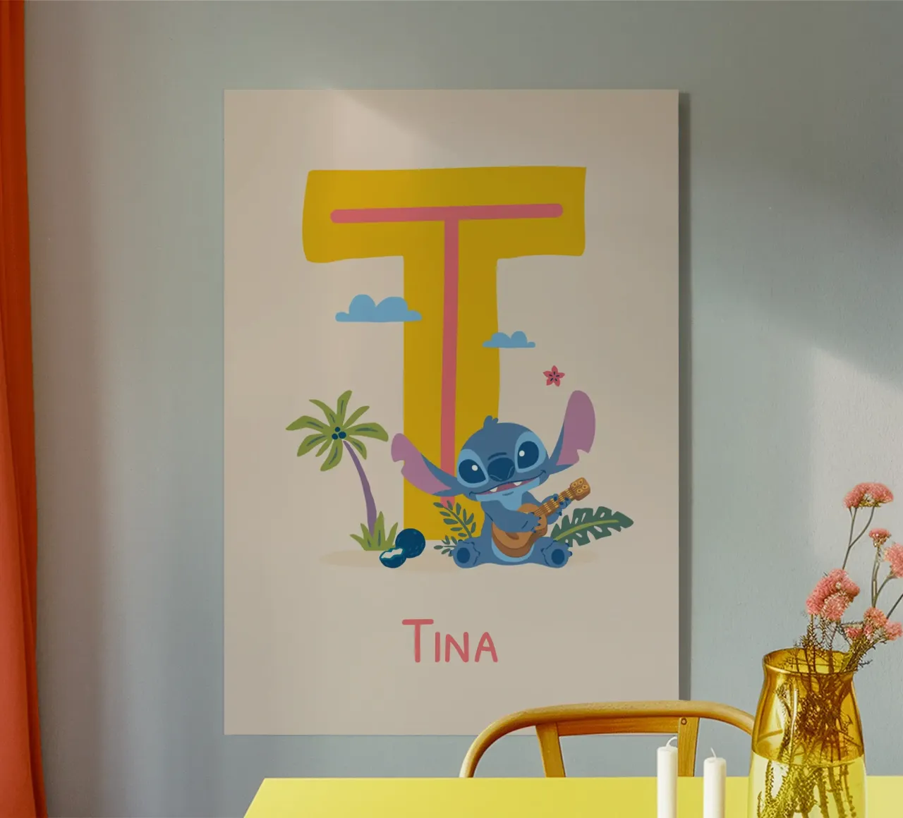 Stitch - Letter T with name acrylic glass by Stitch