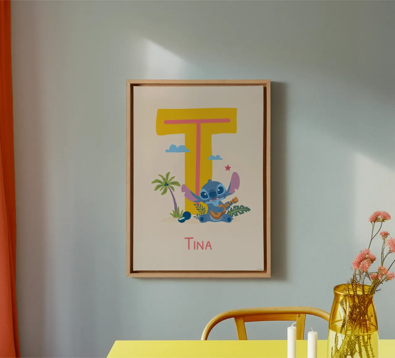 Stitch - Letter T with name canvas by Stitch