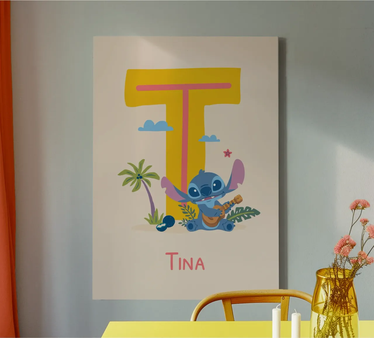 Stitch - Letter T with name canvas by Stitch