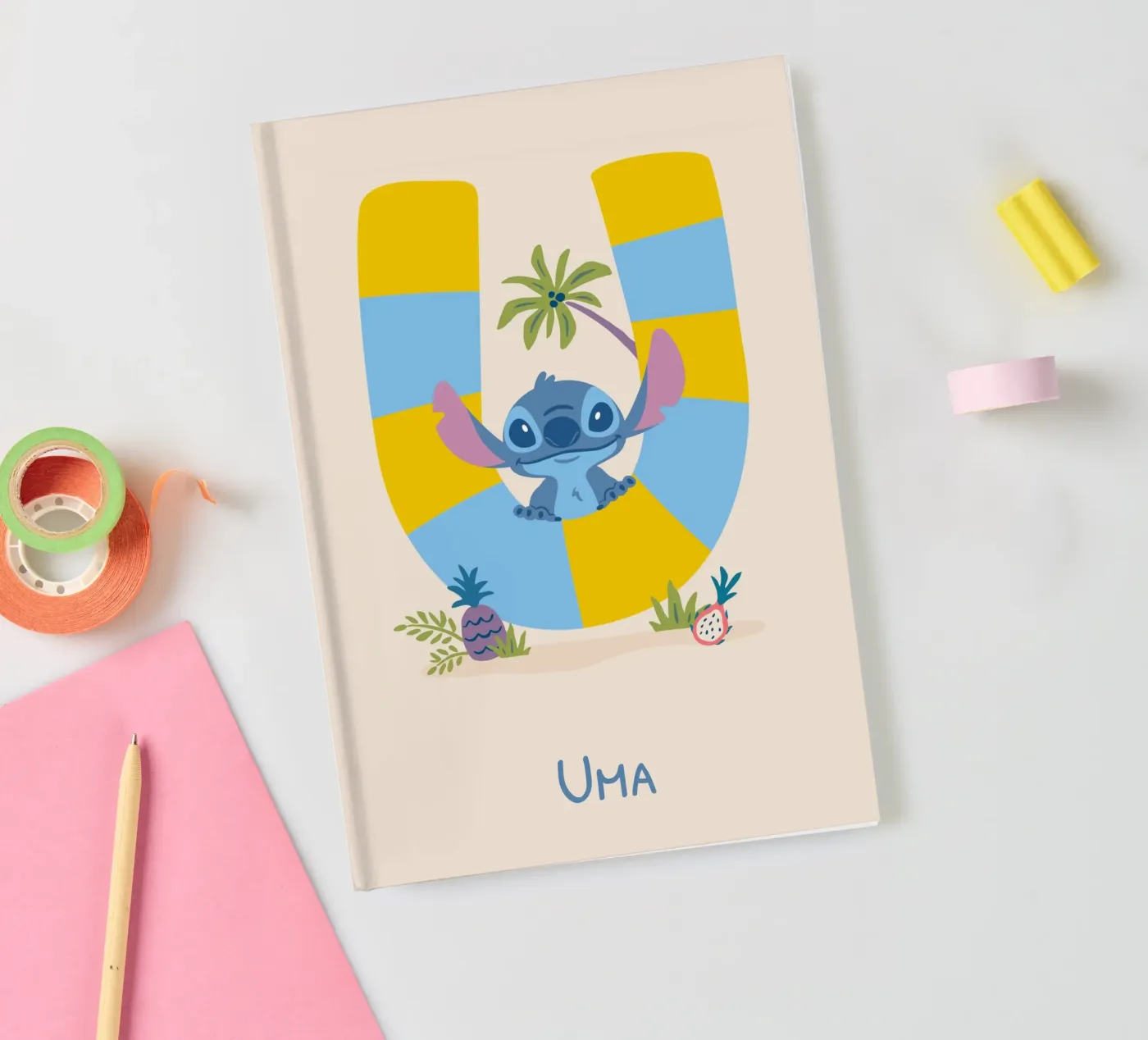 Steek - Letter U met naam notitieboek van Stitch