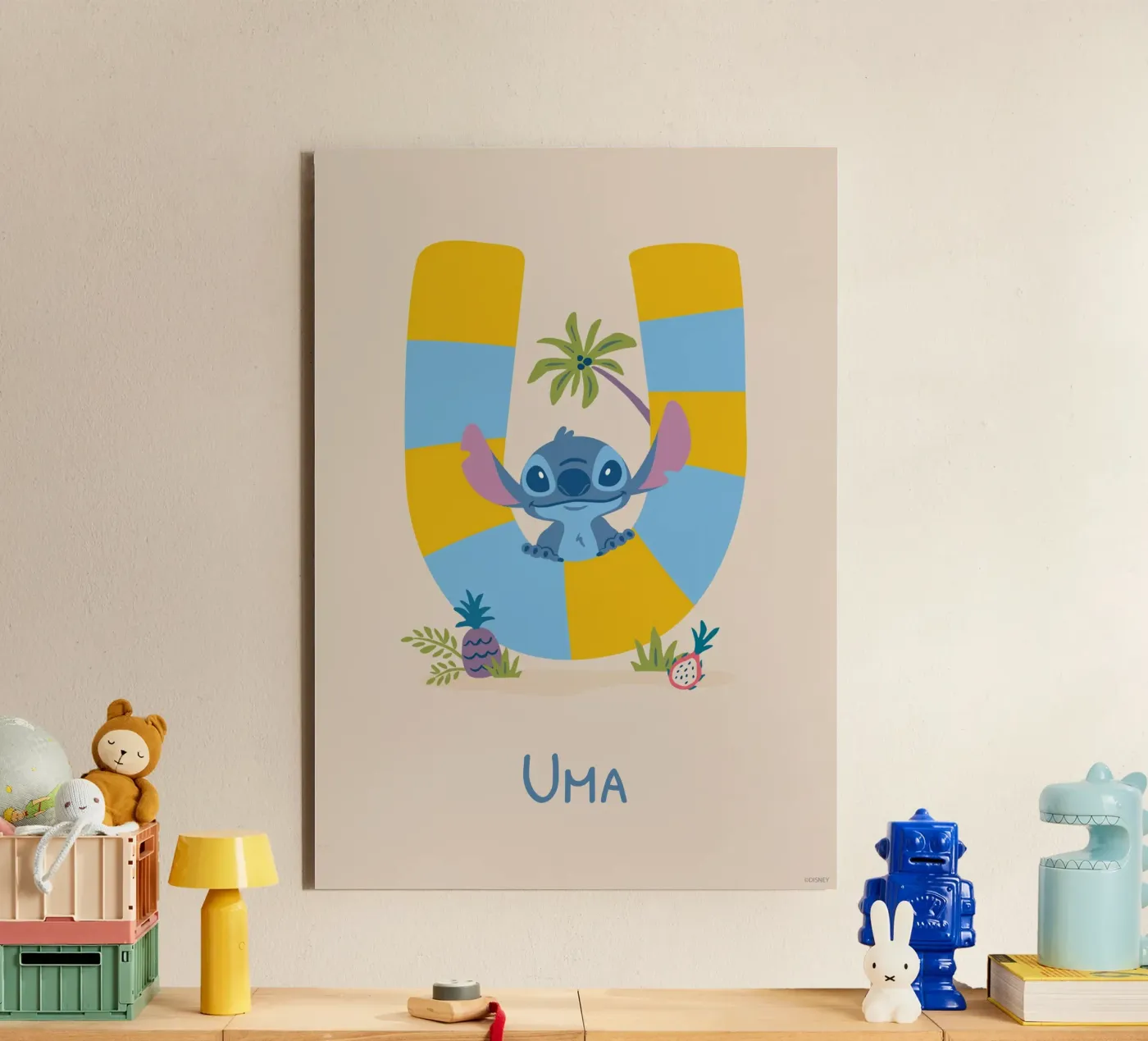 Steek - Letter U met naam aluminium-dibond van Stitch