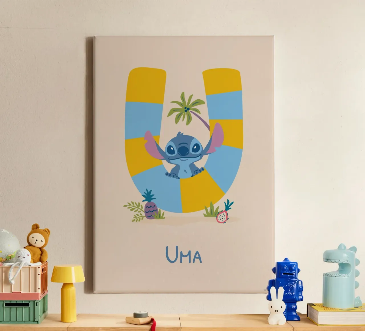 Stitch - Letter U with name canvas by Stitch
