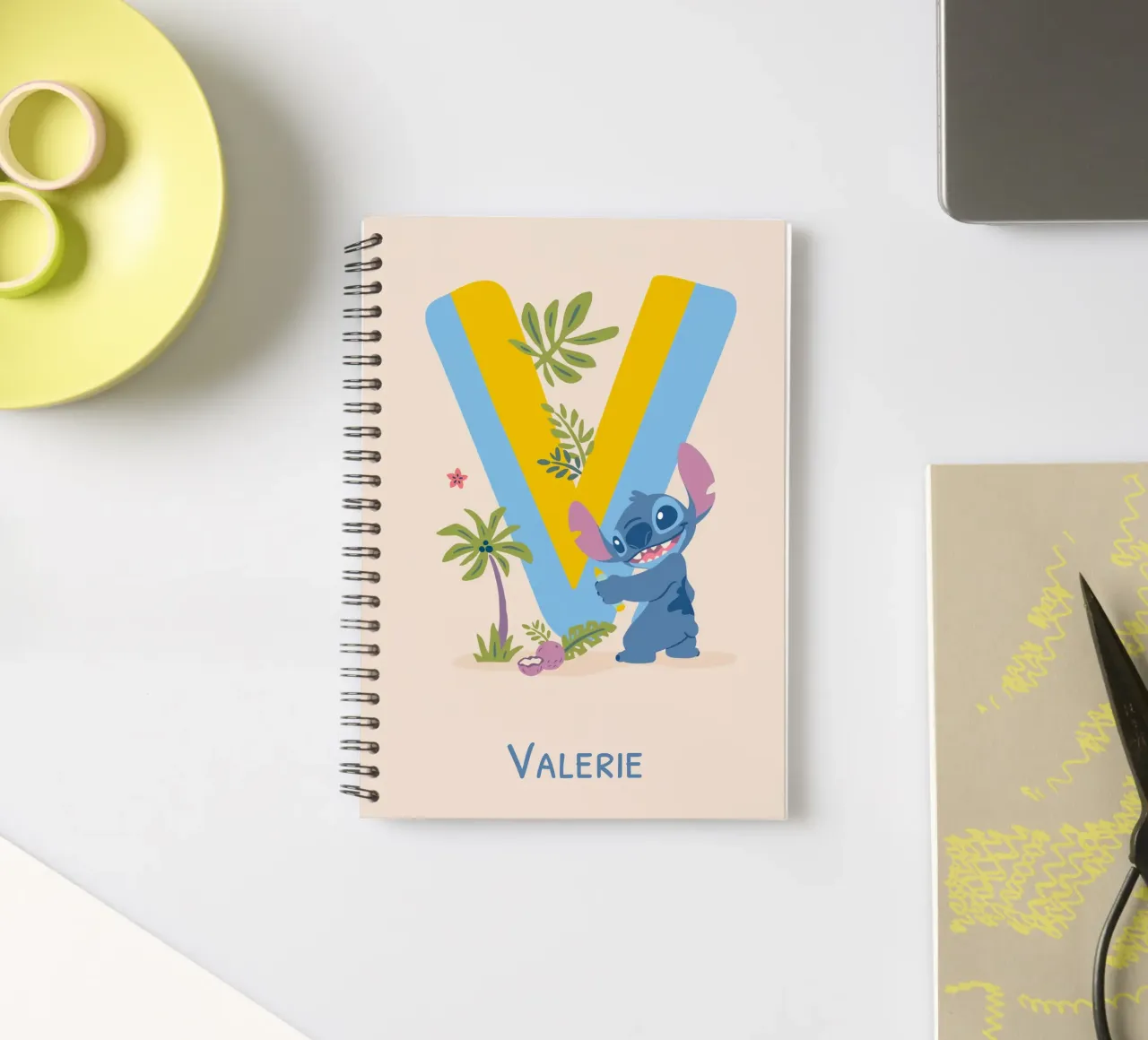 Stitch - Letter V with name spiral notebook by Stitch