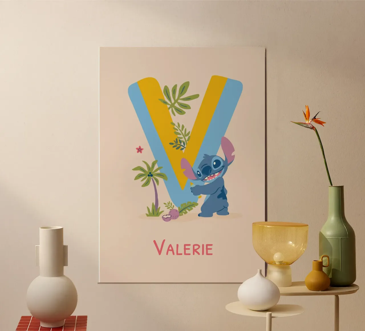 Stitch - Letter V with name alu-dibond by Stitch