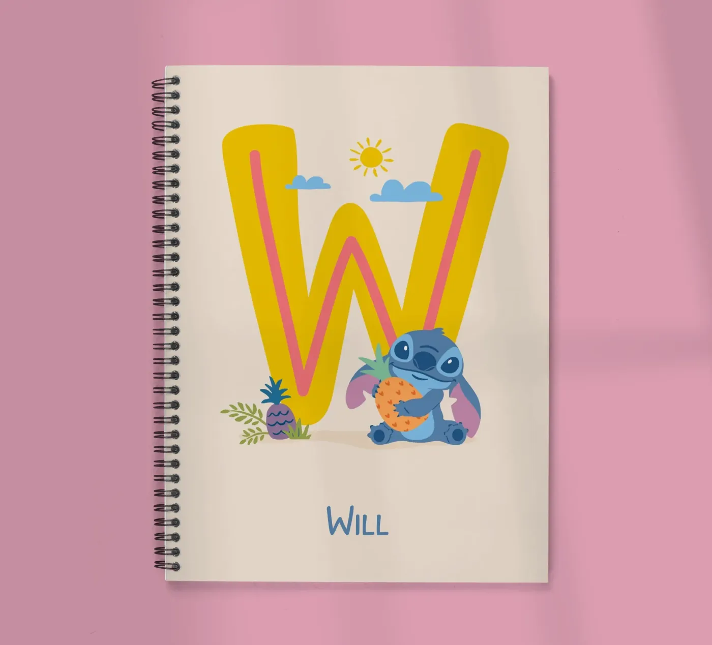 Stitch - Lettre W avec nom carnet à spirale de Stitch