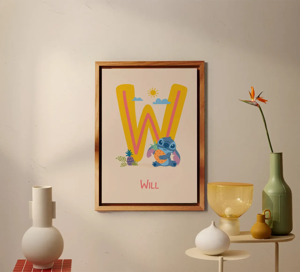 Stitch - Letter W with name alu-dibond by Stitch