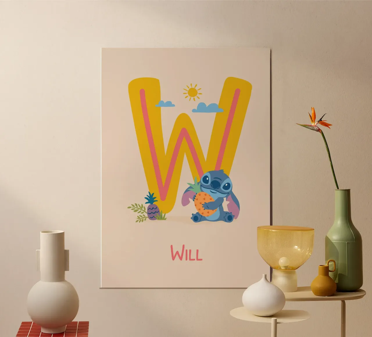 Stitch - Letter W with name alu-dibond by Stitch