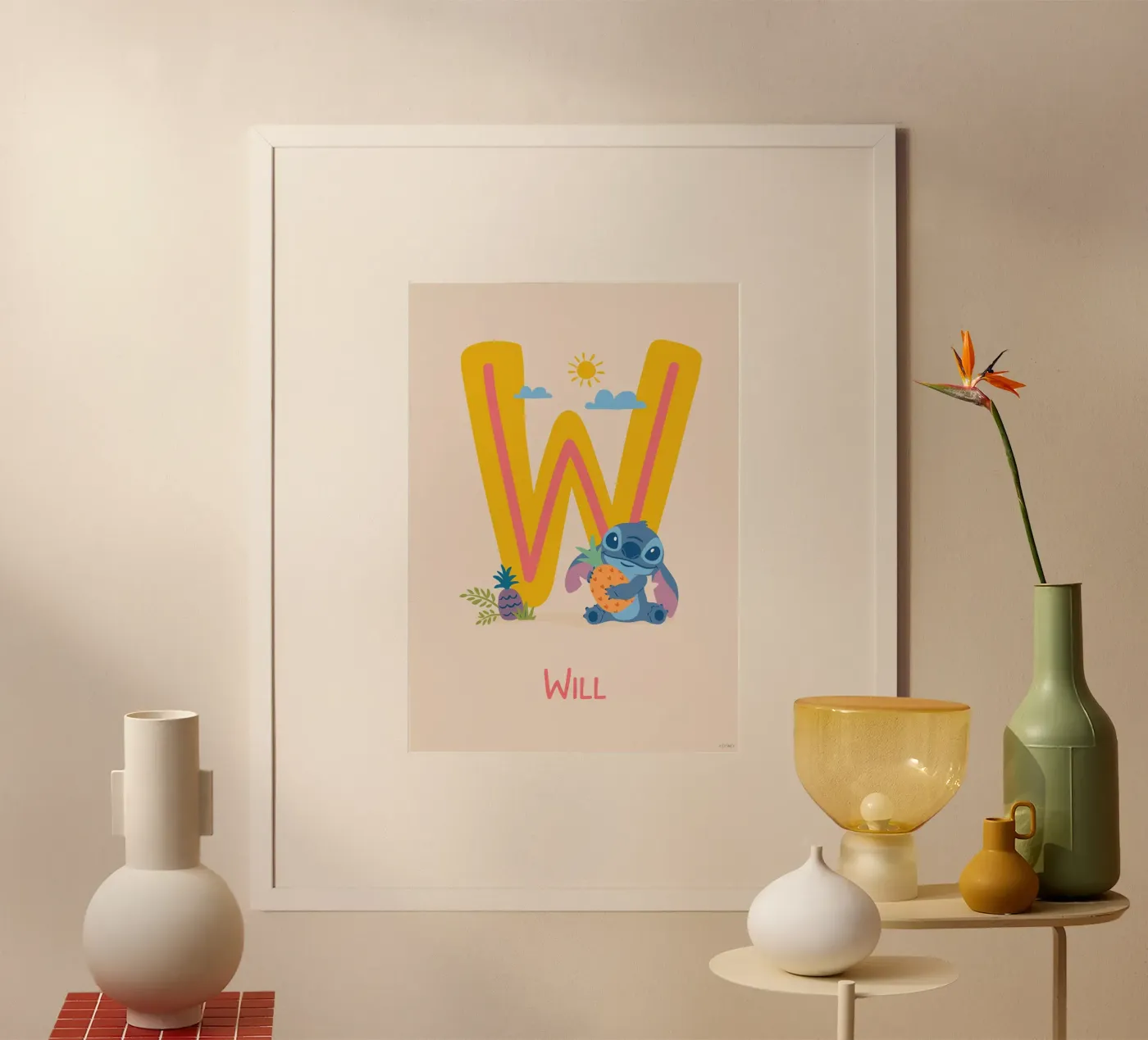 Stitch - Letter W with name poster by Stitch