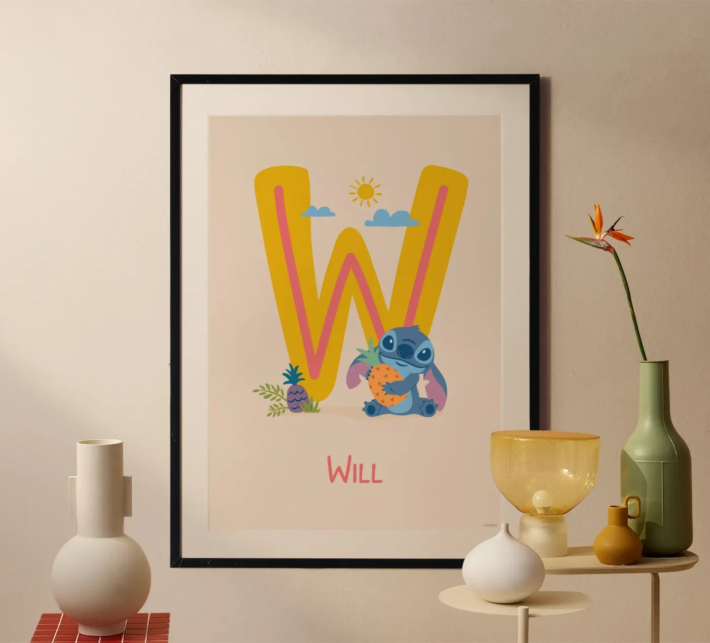 Stitch - Letter W with name poster by Stitch