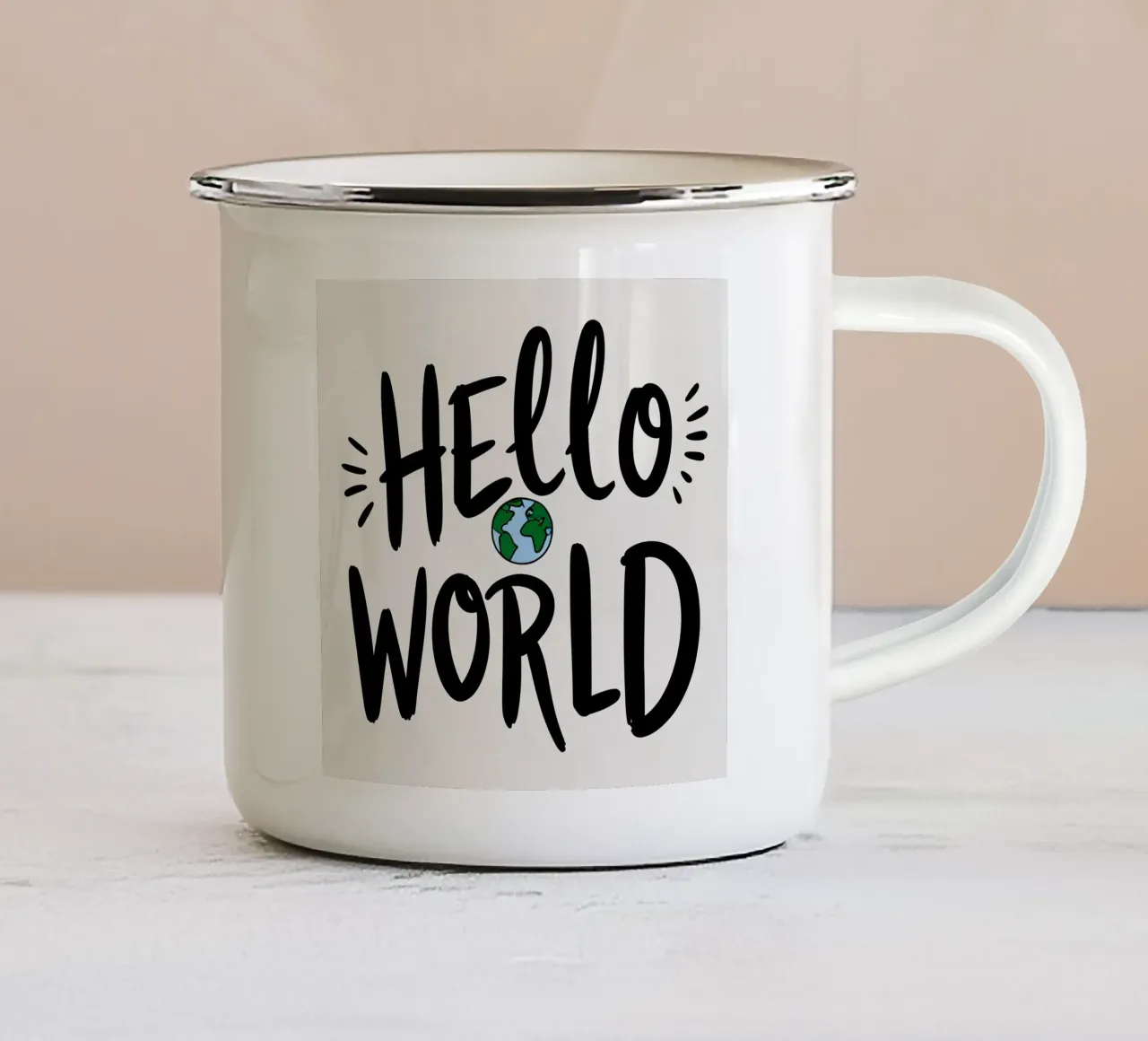 CIAO MONDO tazza in smalto da DesignDoodle